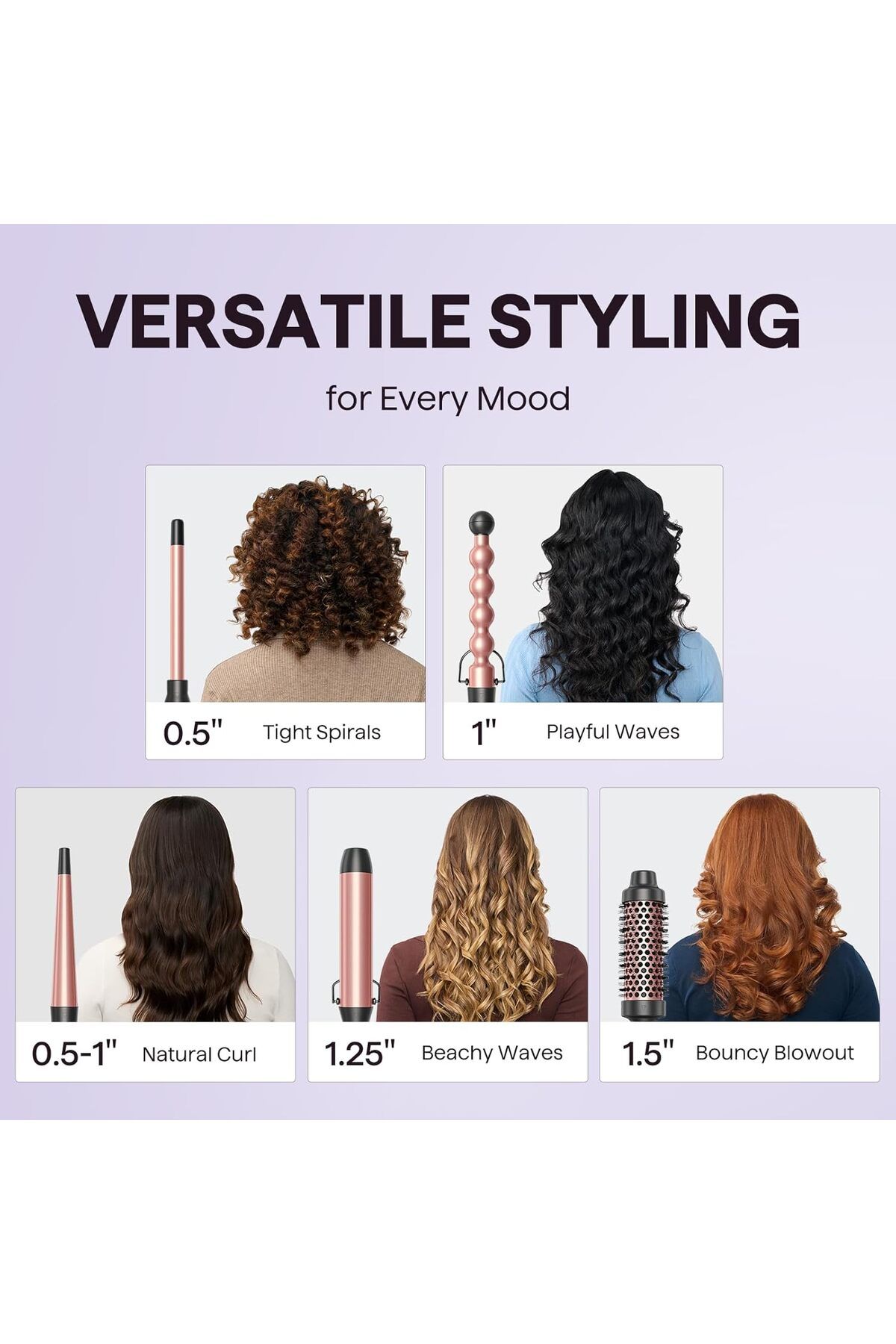 Generic-Wavytalk 5 in 1 Curling Wand Set, Multi Curl, Curling Iron Set with Thermal Brush and 4 Interchangea 3