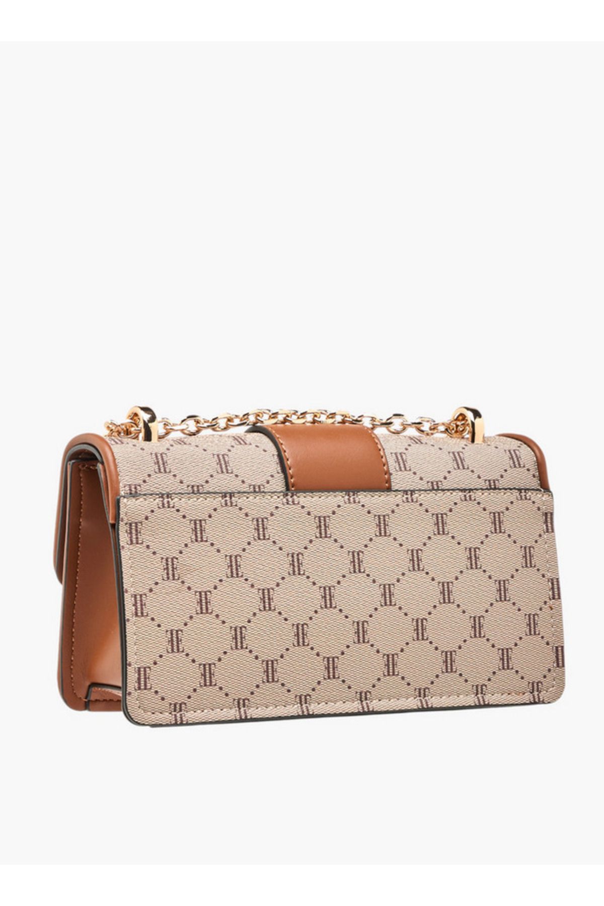 ELLE-Monogram Print Crossbody Bag with Chain Strap and Flap Closure 3
