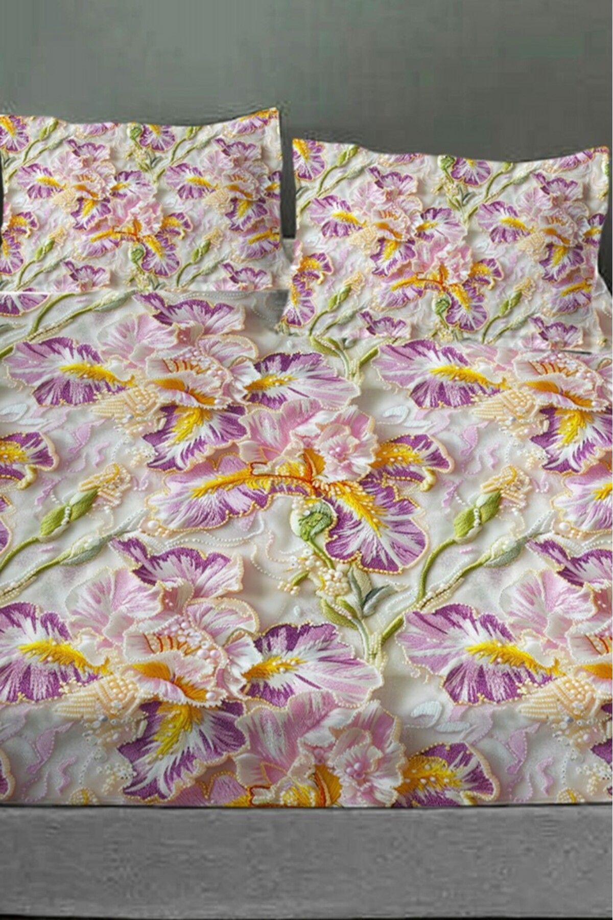 MonoHome-100% Cotton Fitted Sheet Special Design 5D Digital 60 Wire Embroidery Dreams 3