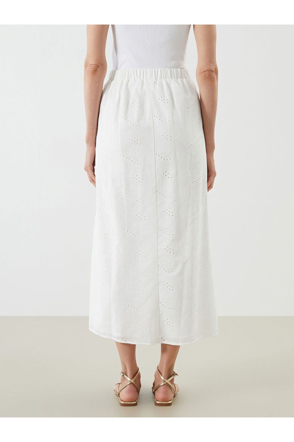 LC Waikiki-Lcwaikiki Classic A-Line Skirt with Elastic Waist and Openwork 4