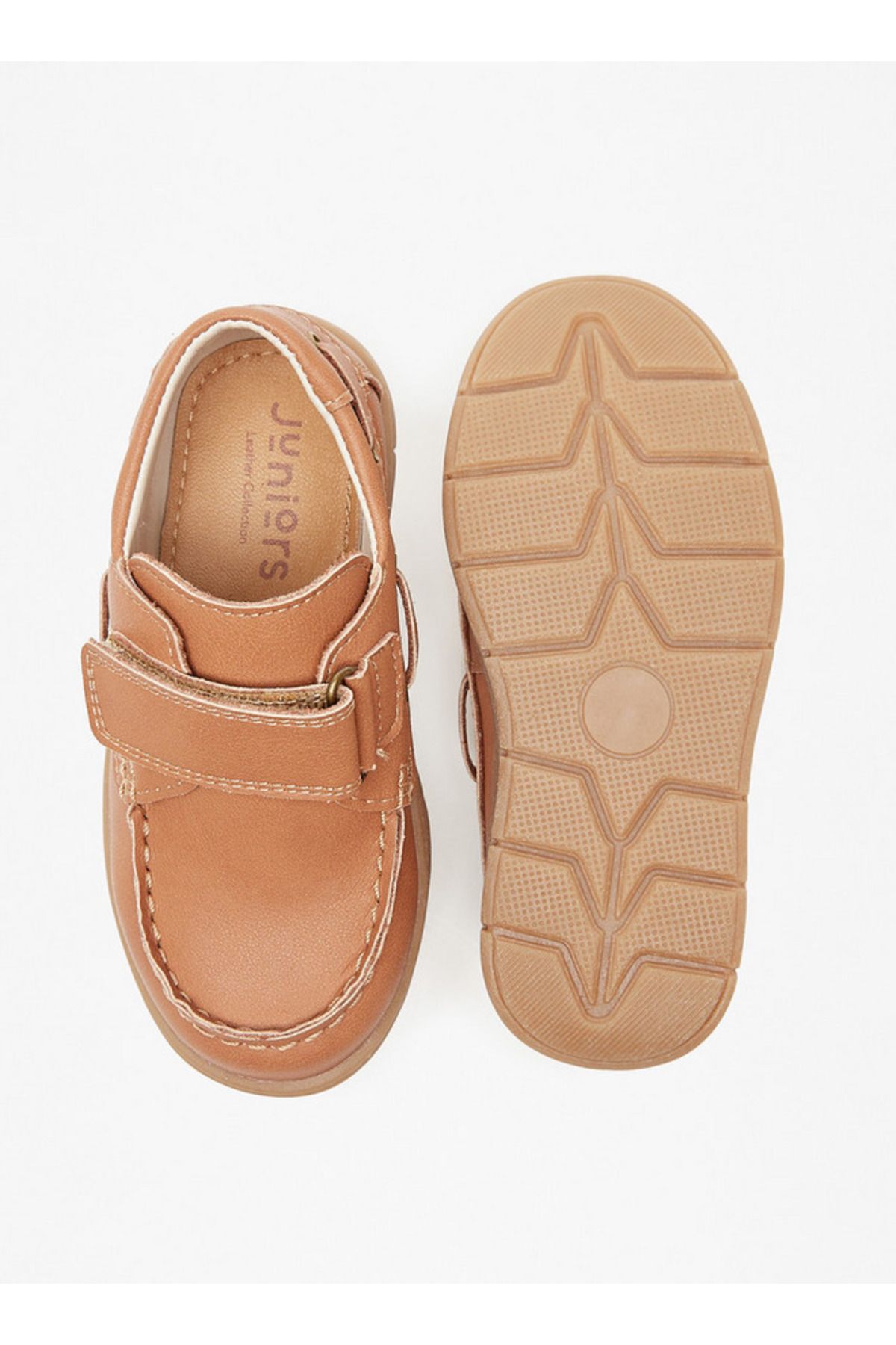 Juniors-Textured Loafers with Hook and Loop Closure 4
