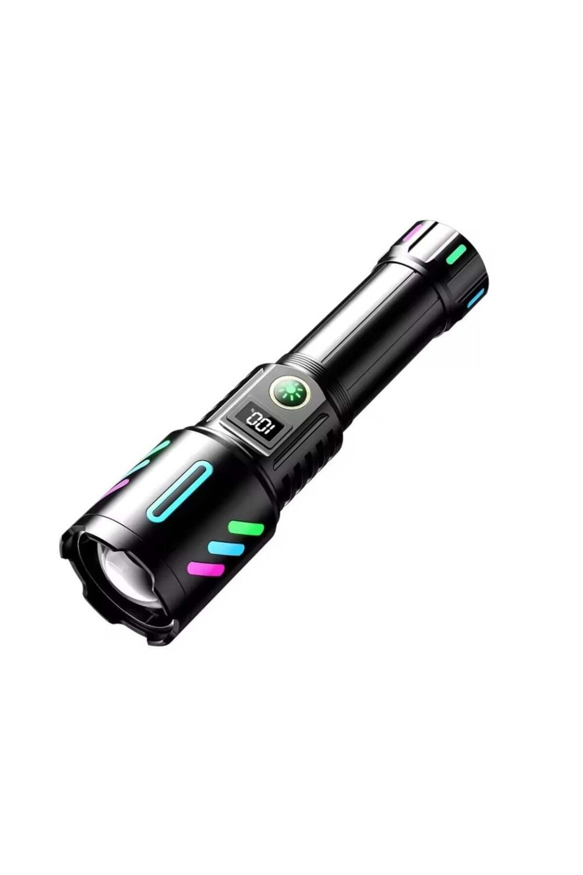 divendi-ro-Hand flashlight P50 with battery indicator and display, lights up to 900m distance, black 4