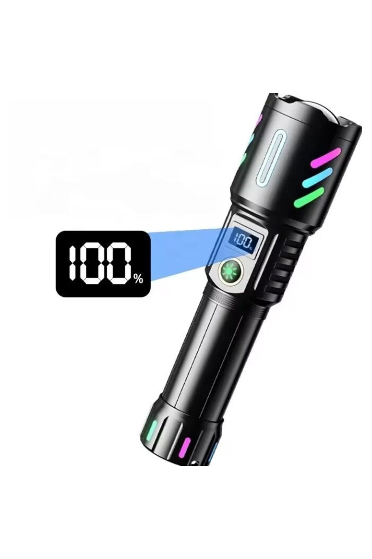 divendi-ro-Hand flashlight P50 with battery indicator and display, lights up to 900m distance, black 6