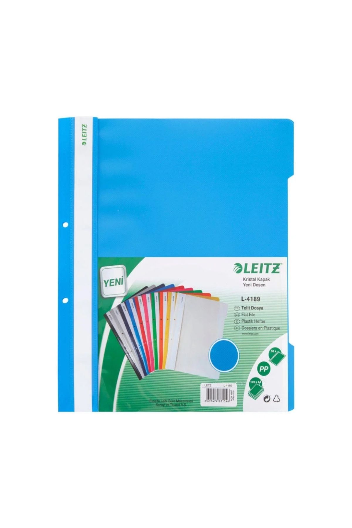 Leitz-Dosar spiralat, albastru, pachet de 50, dimensiune A4, structura cu 2 gauri 4