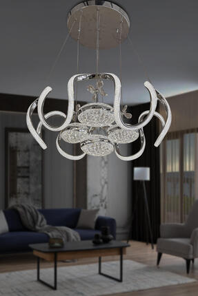 RSCOLLECTIONS Eliza 4 Top Simli Modern Sarkıt Led Avize Kumandasız Krom