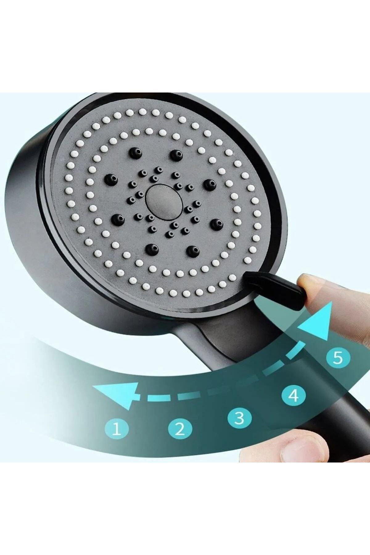 CONAHOME-Buffer ®   5 Functions High Pressure Adjustable Black Shower Head 4