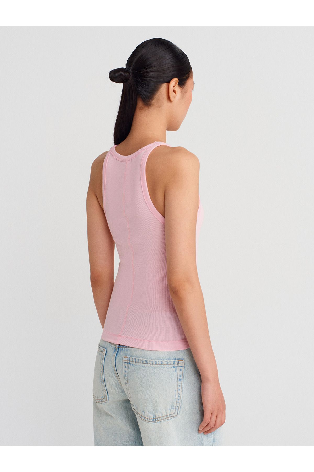 Dilvin-21143 Sleeveless Strap Top-Powder Pink 2