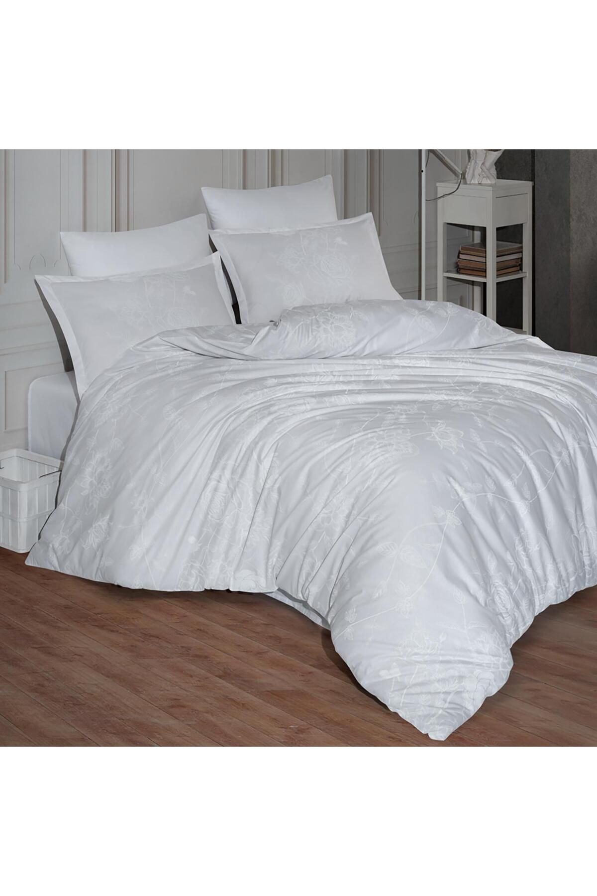 NufJoy-Lenjerie pat 100% BUMBAC RANFORCE, 4 Piese, King Size, cearsaf pat 240x260 cm, Calitate Premium 1