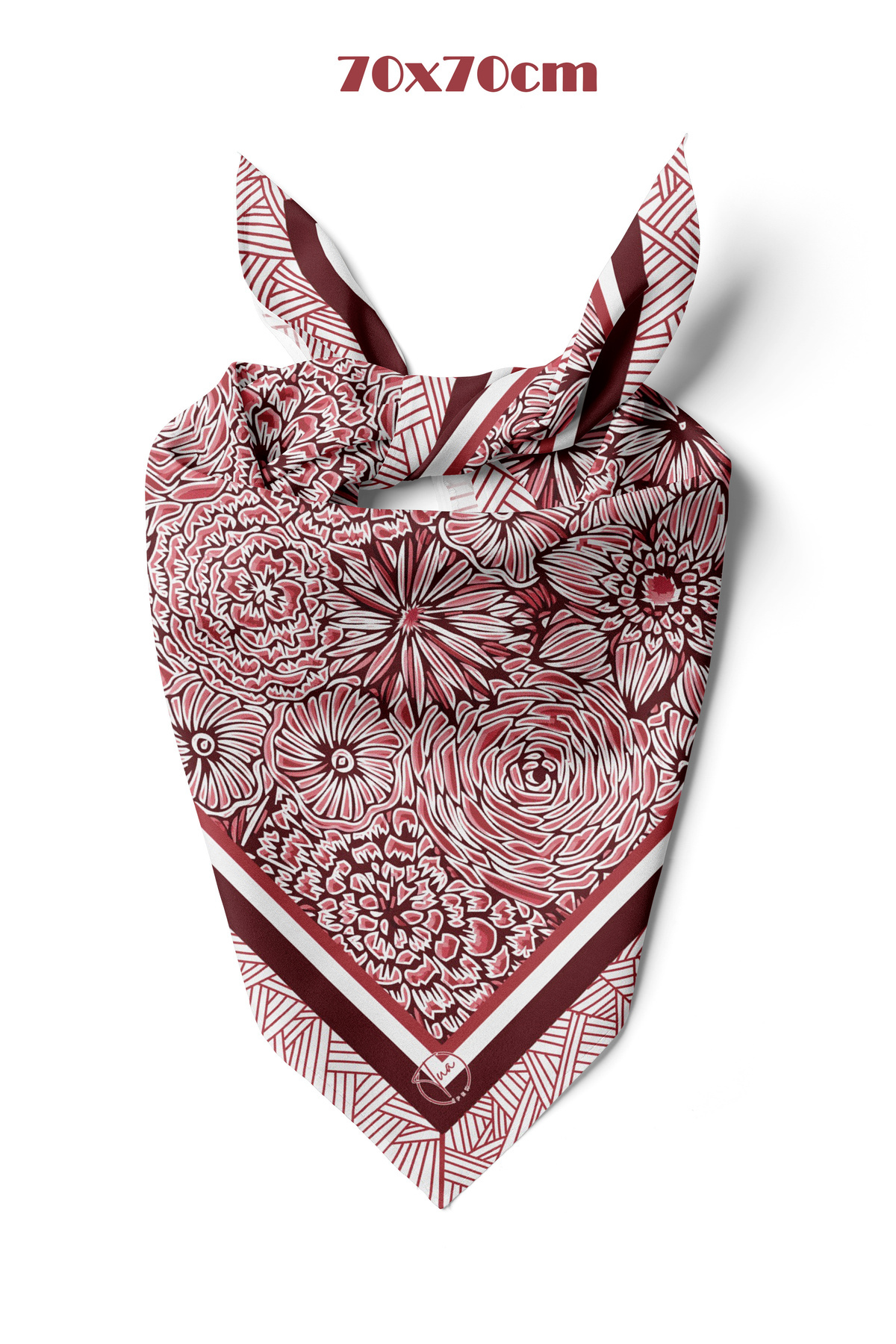 tuaipek Bordo Bloom Desen 70*70cm Bandana/Fular