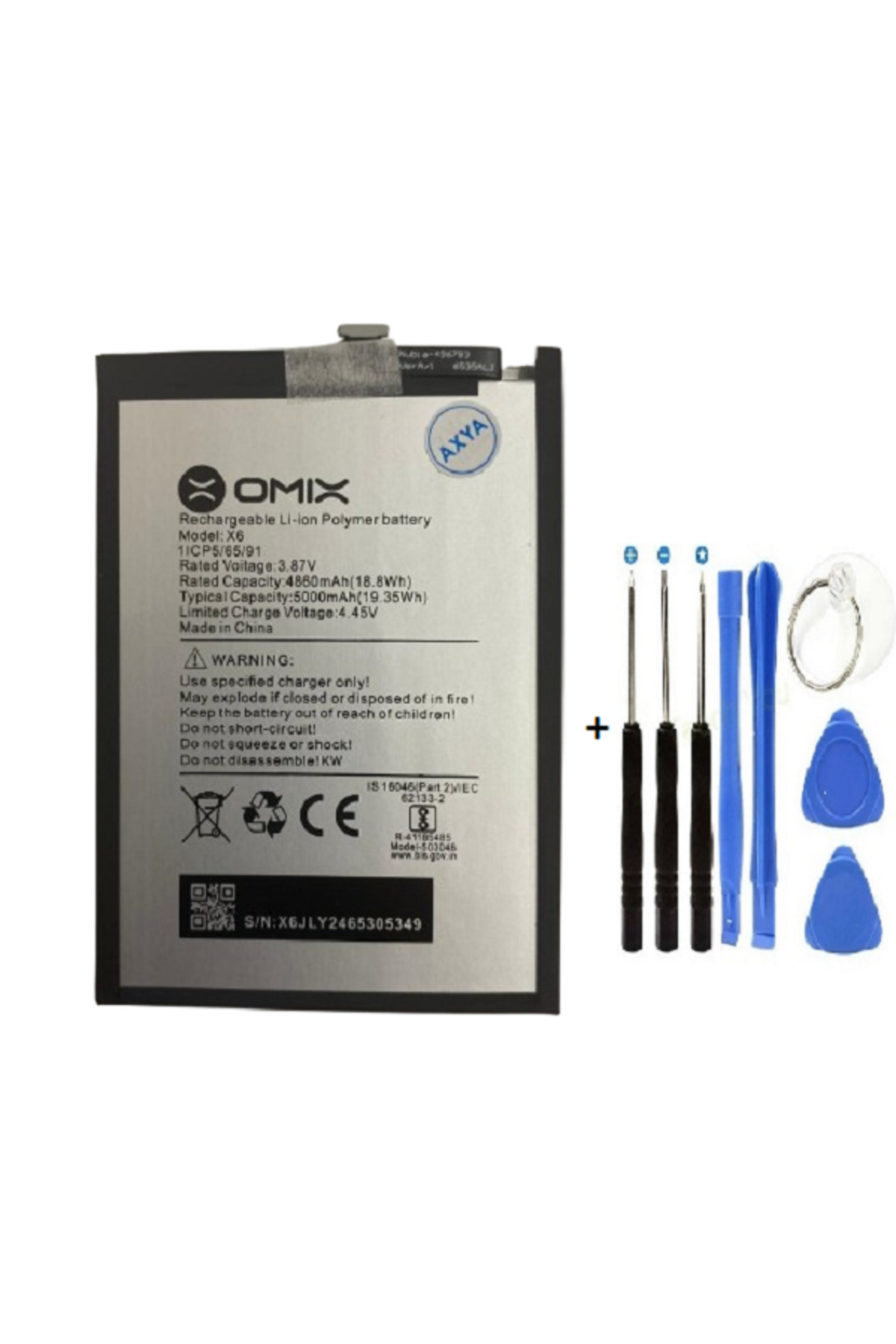 AXYA Omix X6 Pil Batarya + Tamir Seti 5000 mAh