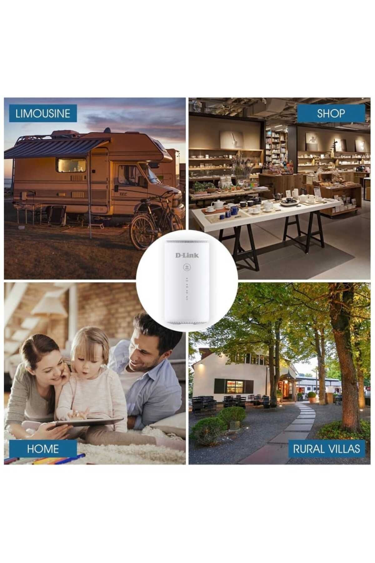 D-Link-DWR-2000U 5G Router Wi-Fi 6 A X 1800 Supports up to 32 users SIM card slot Supports all networks White 5
