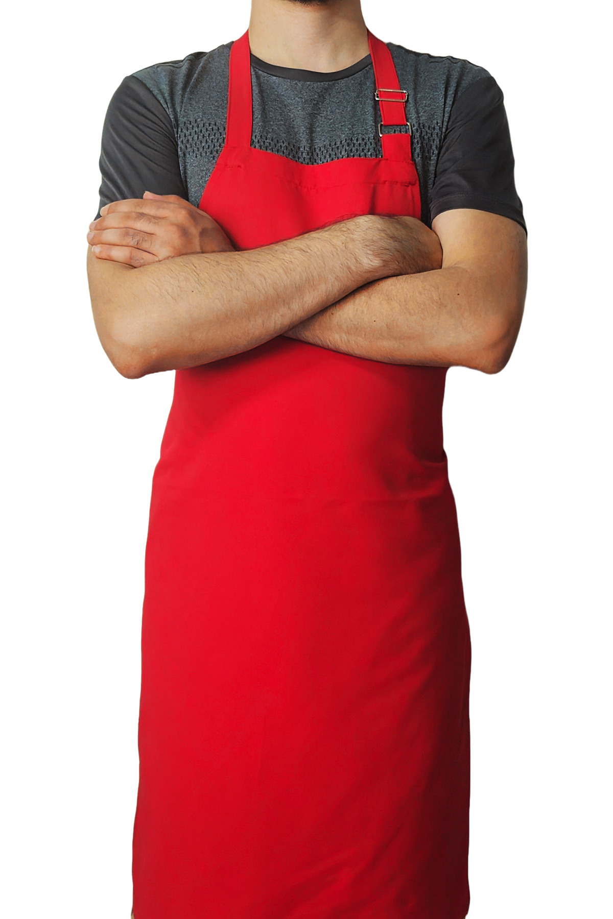 Ant Rotagrup Üniforma ve İş Elbiseleri-Adjustable Length Pocketless Red Kitchen Restaurant Chef Apron 3