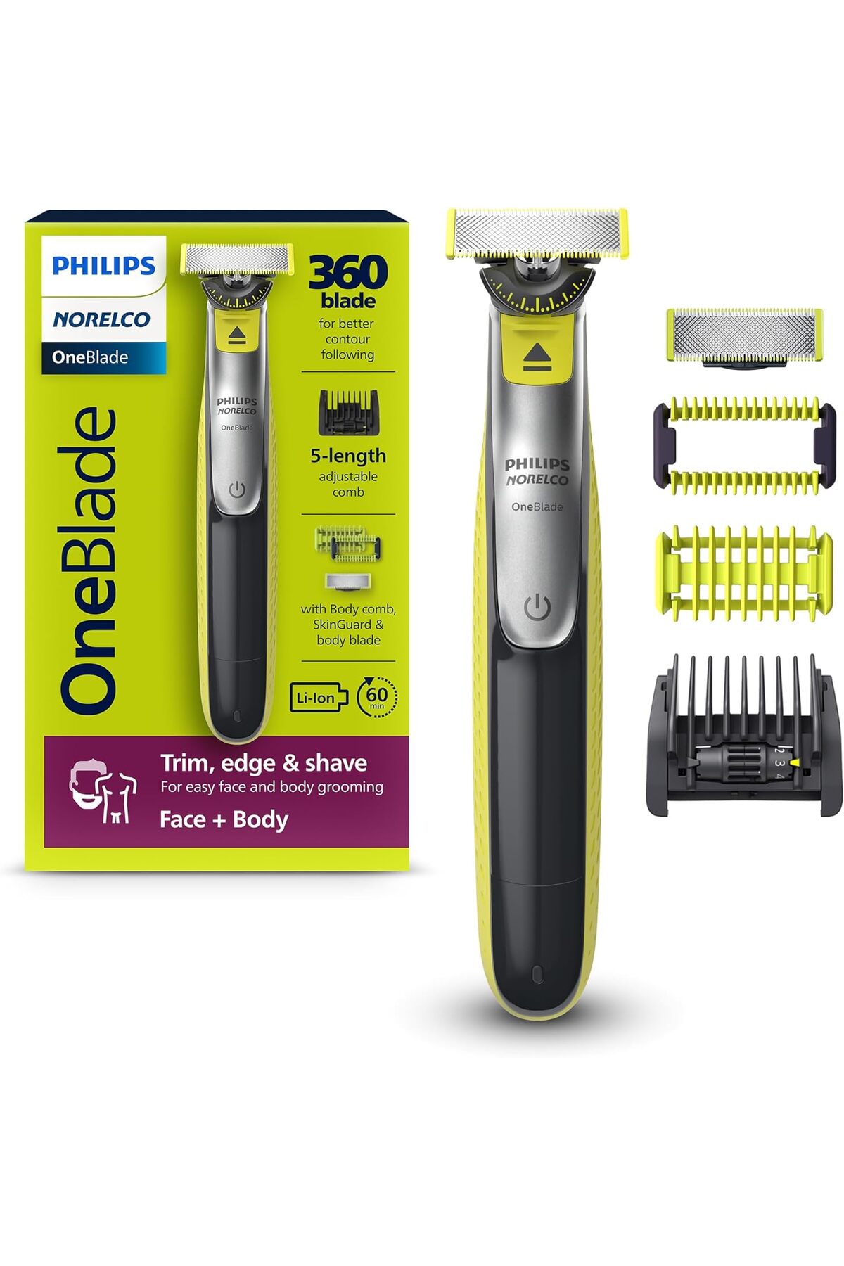 Norelco Philips OneBlade 360 Face + Body Hybrid Electric Trimmer