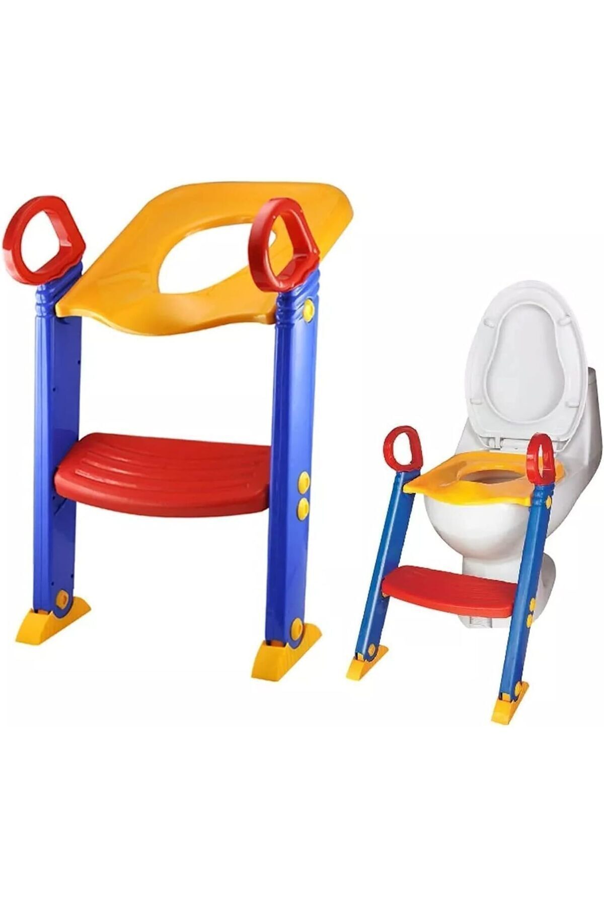 🚽 كرسي بوتي تدريب الأطفال على الحمام مع سلم ثابت وآمن قابل للطي والتعديل لجميع المراحيض