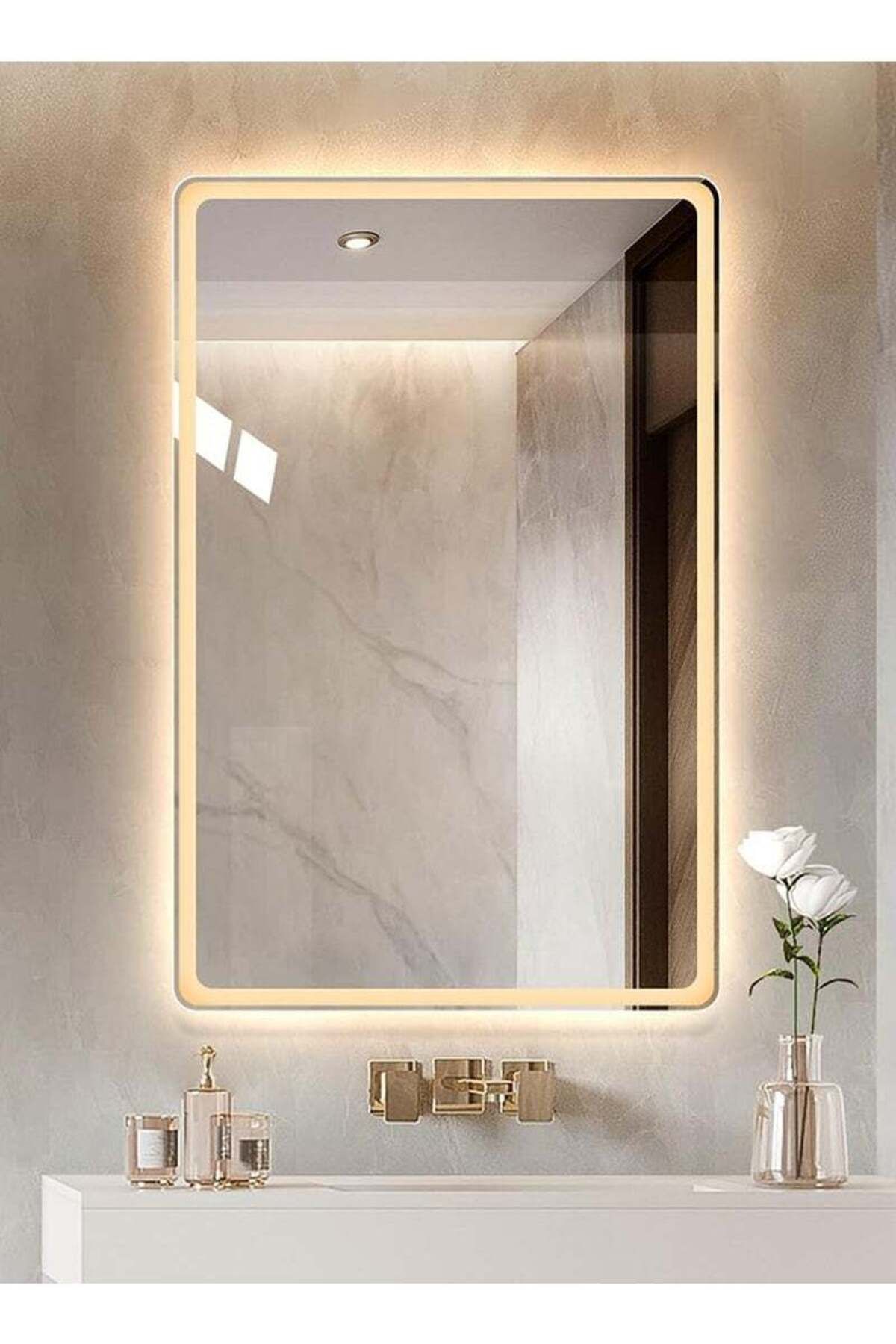 Taimi-60x40cm LED Rectangular Mirror with Touch Control, Front and Back Light, for Bathroom and Makeup 4
