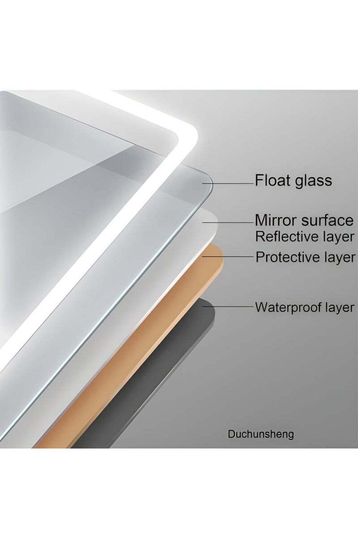 Taimi-60x40cm LED Rectangular Mirror with Touch Control, Front and Back Light, for Bathroom and Makeup 8
