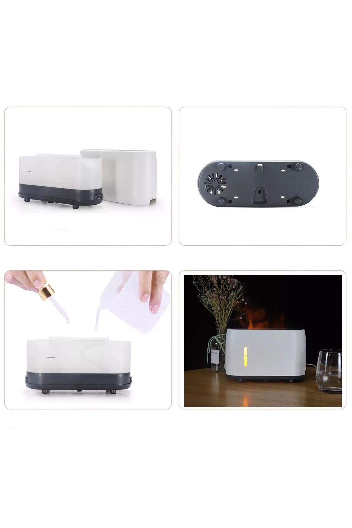 divendi-ro-Humidifier and Aroma Diffuser with False Flame, 240ml, Remote Control and Timer, White 3