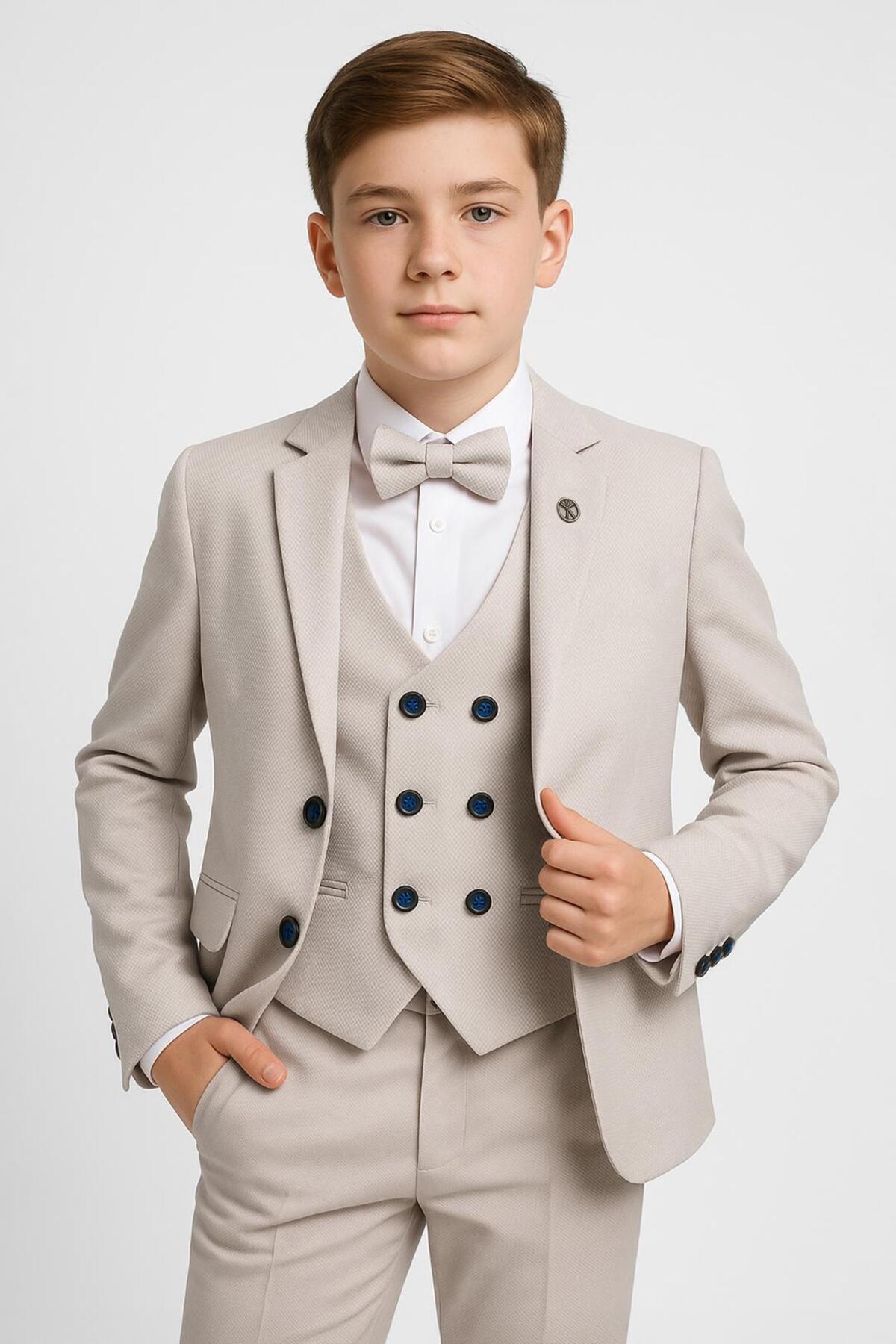  کت و شلوار پسرانه ۵ تکه برش مدرن (۲ تا ۱۳ سال)