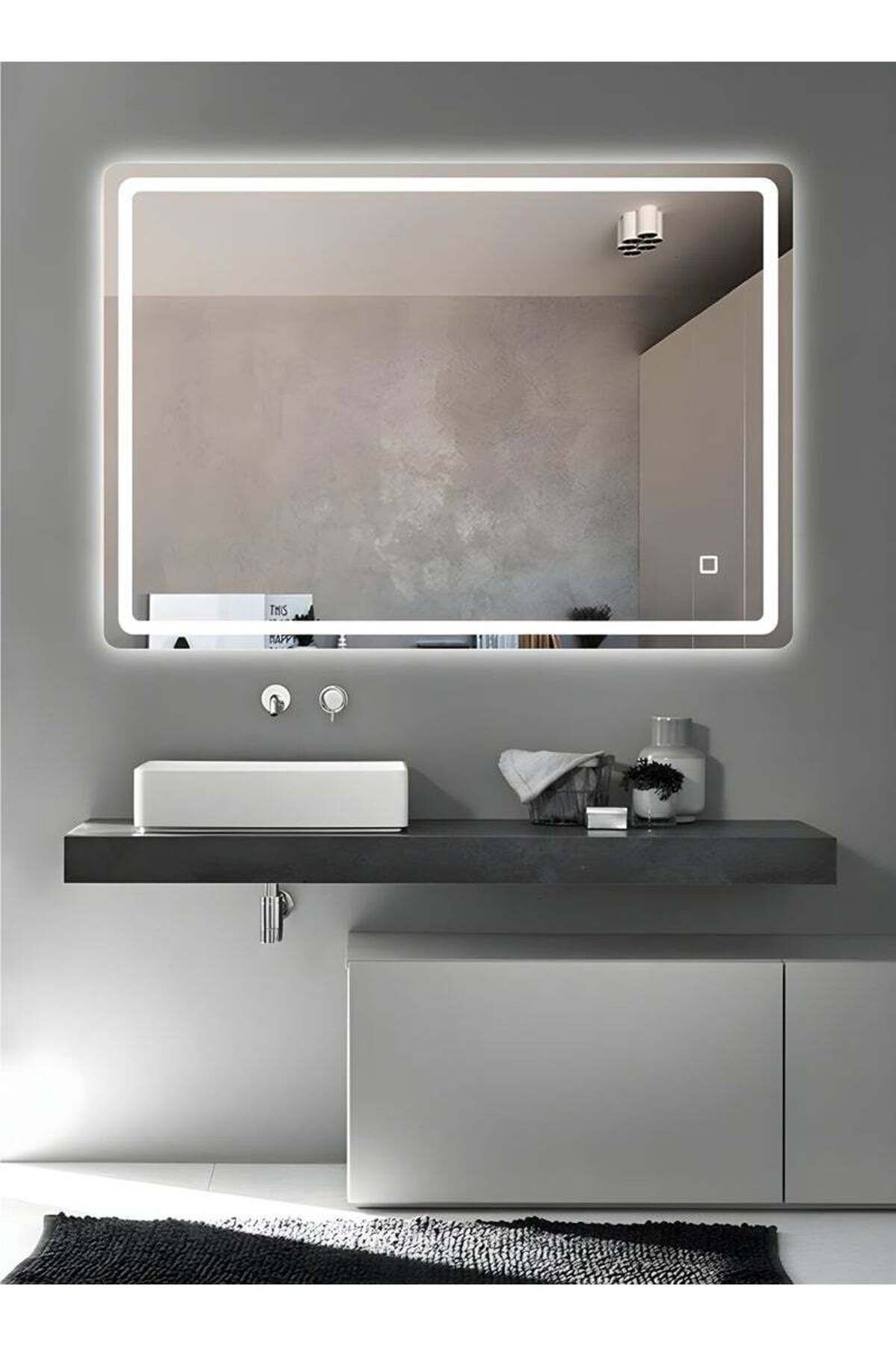 Taimi-60x40cm LED Rectangular Mirror with Touch Control, Front and Back Light, for Bathroom and Makeup 2