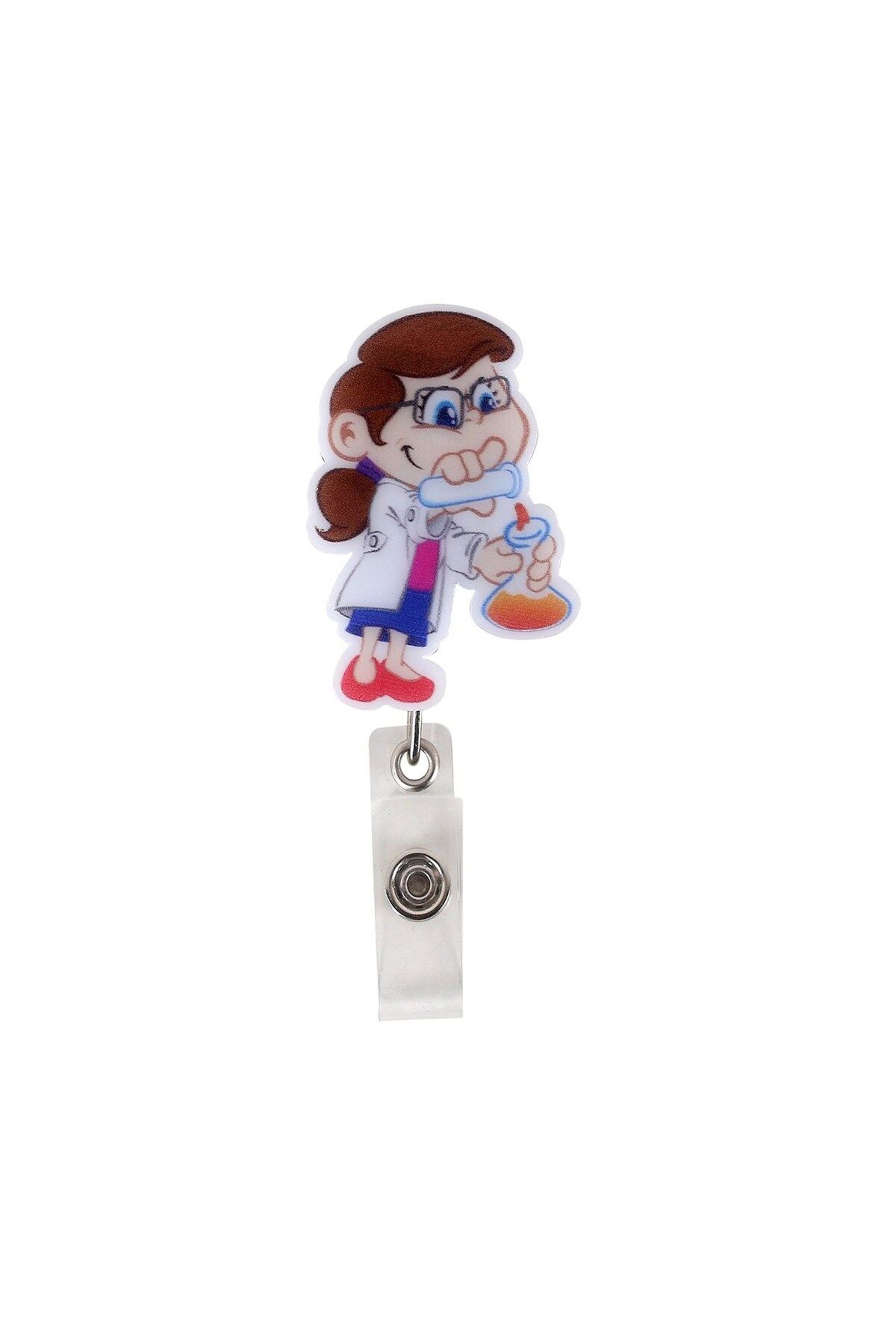 Nur Medikal Giyim-Laborant Chemist Researcher Lab Patterned Yoyo Name Badge Holder 1