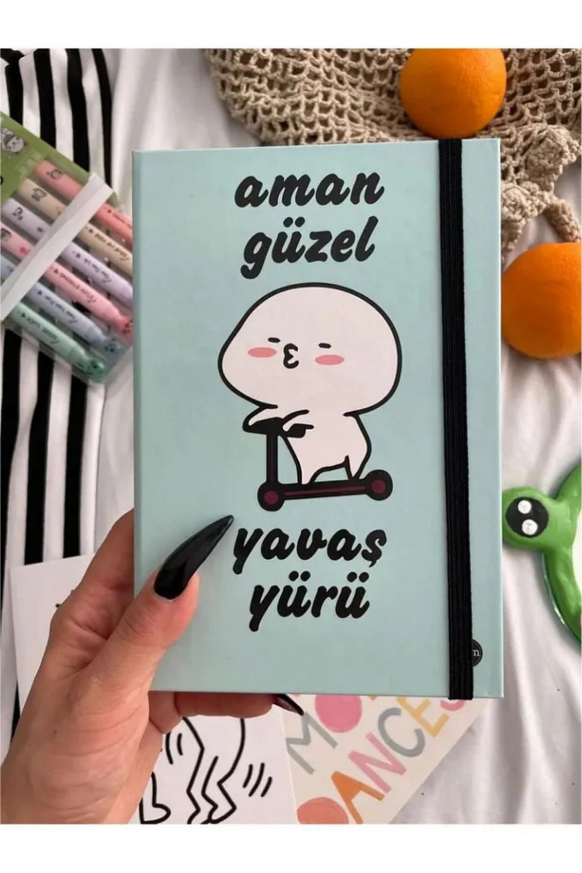 MİNGODAN-Designed Daily Elastic Notebook with Figure and Talking Design Unlined Notebooks 1