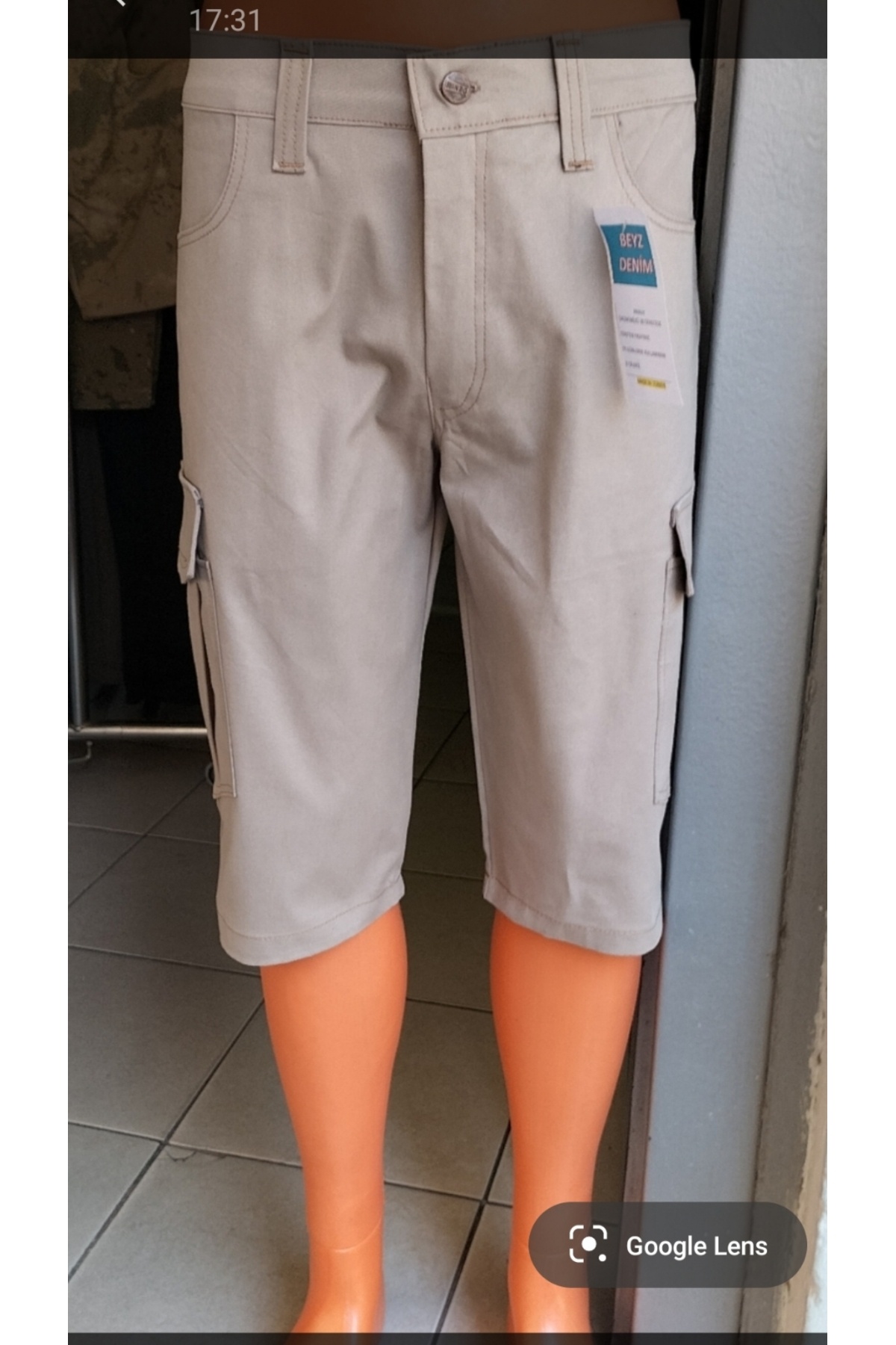 BeyzDenim Acık gri gabardin (renkli kot)şort kapri büyük beden orta kalınlıkta