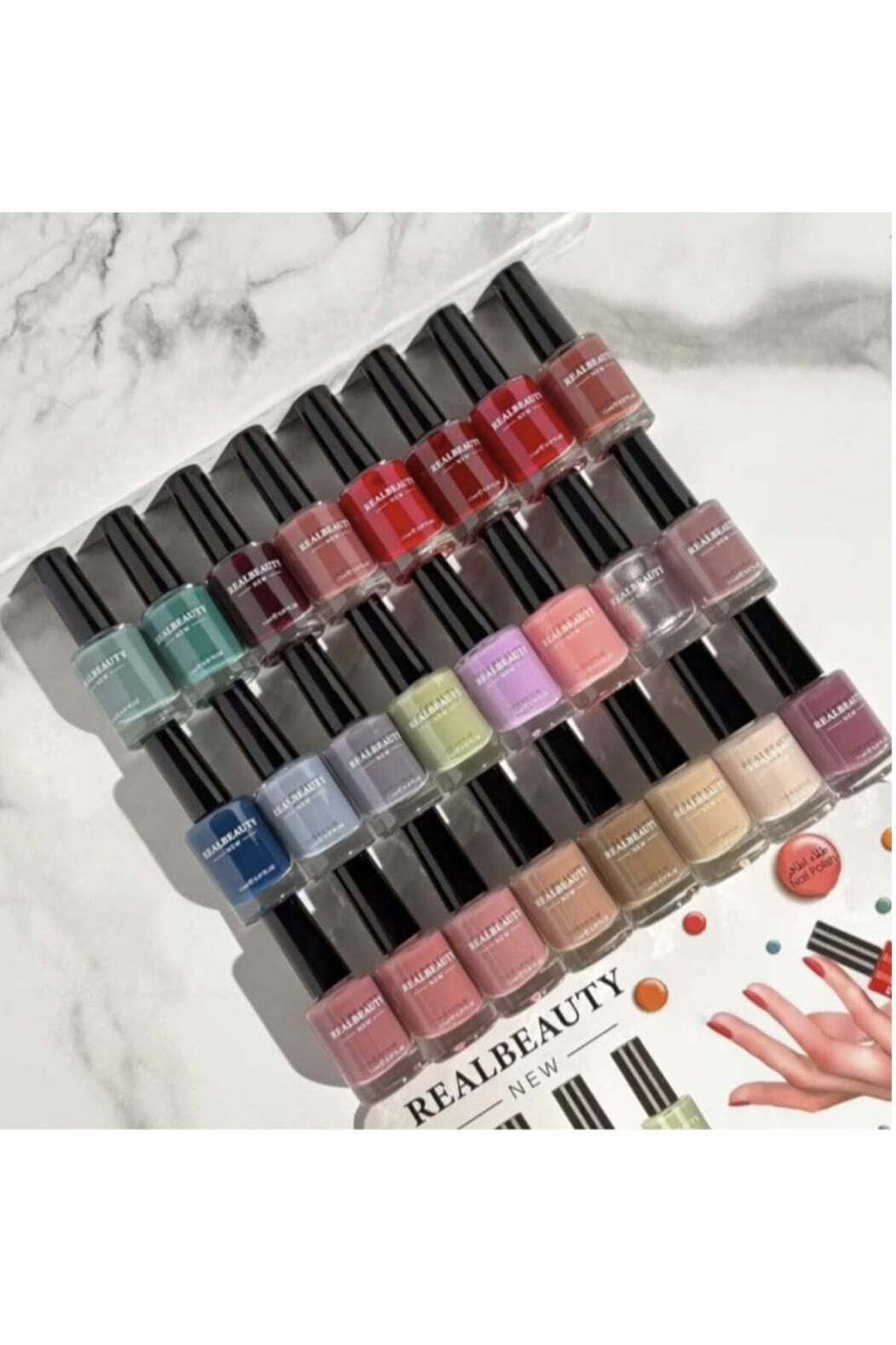real beauty مجموعة طلاء أظافر مكونة من 24 قطعة - متعددة الألوان