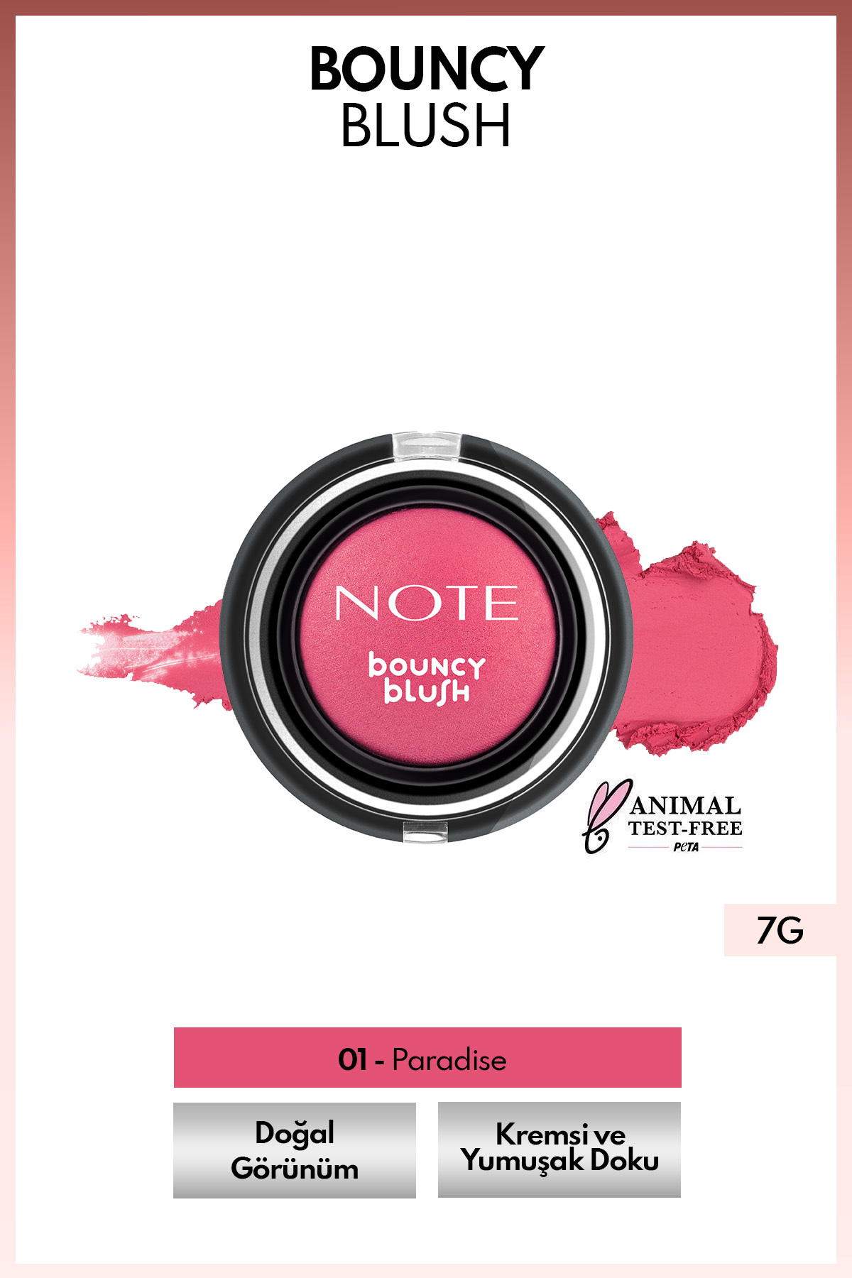NOTE Bouncy Blush Yumuşak Kremsi Allık - 01 Paradise