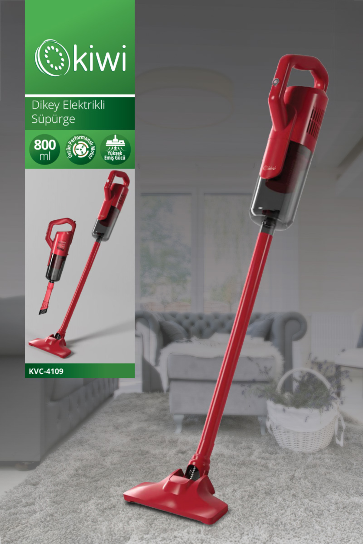 Kiwi Kvc-4109 2'si 1 Arada El Tipi ve Dikey Elektrikli Süpürge