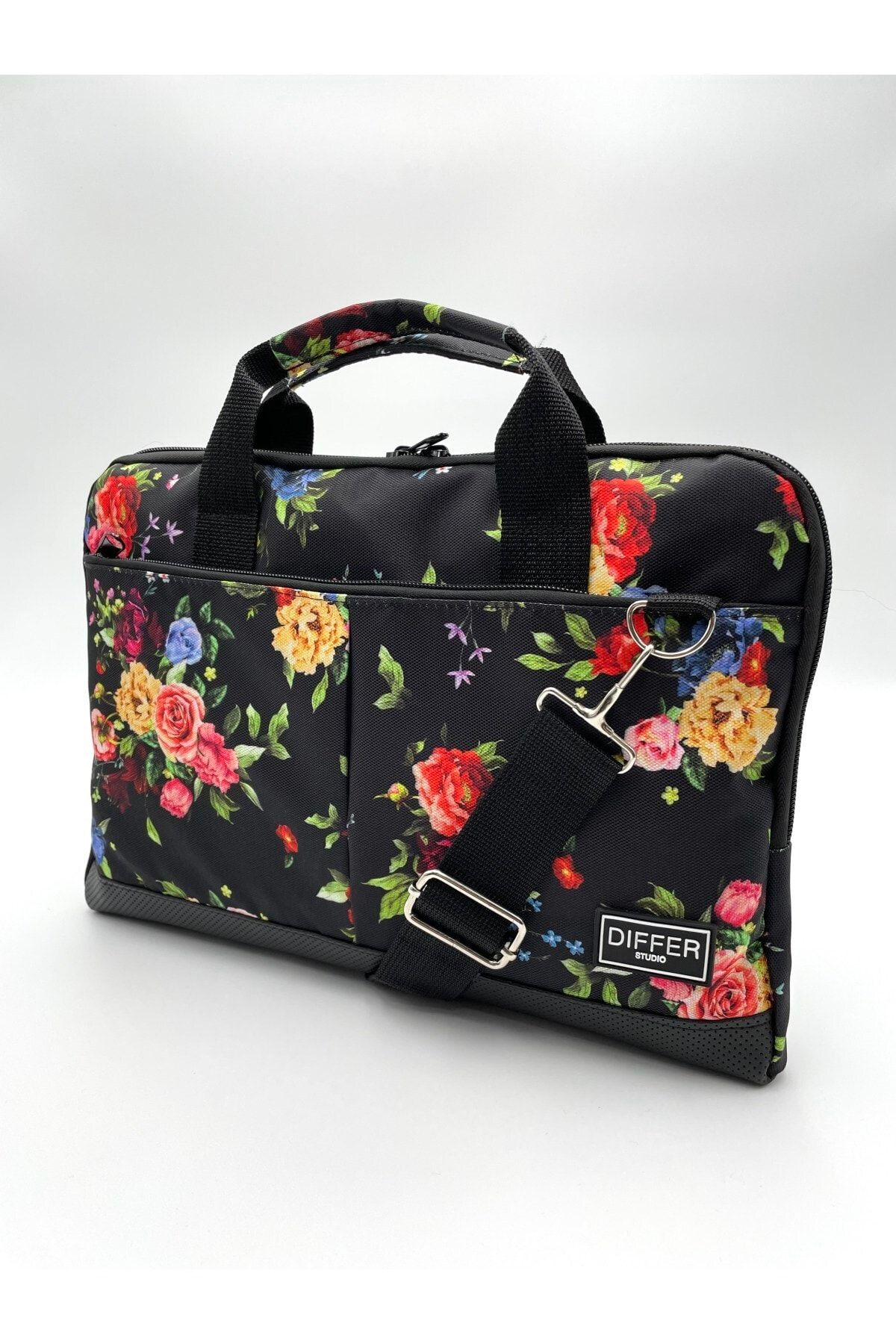 Differ Studio-13.3'' & 14'' Inch Floral Pattern Black Laptop/Macbook/Notebook/Computer/Briefcase 1