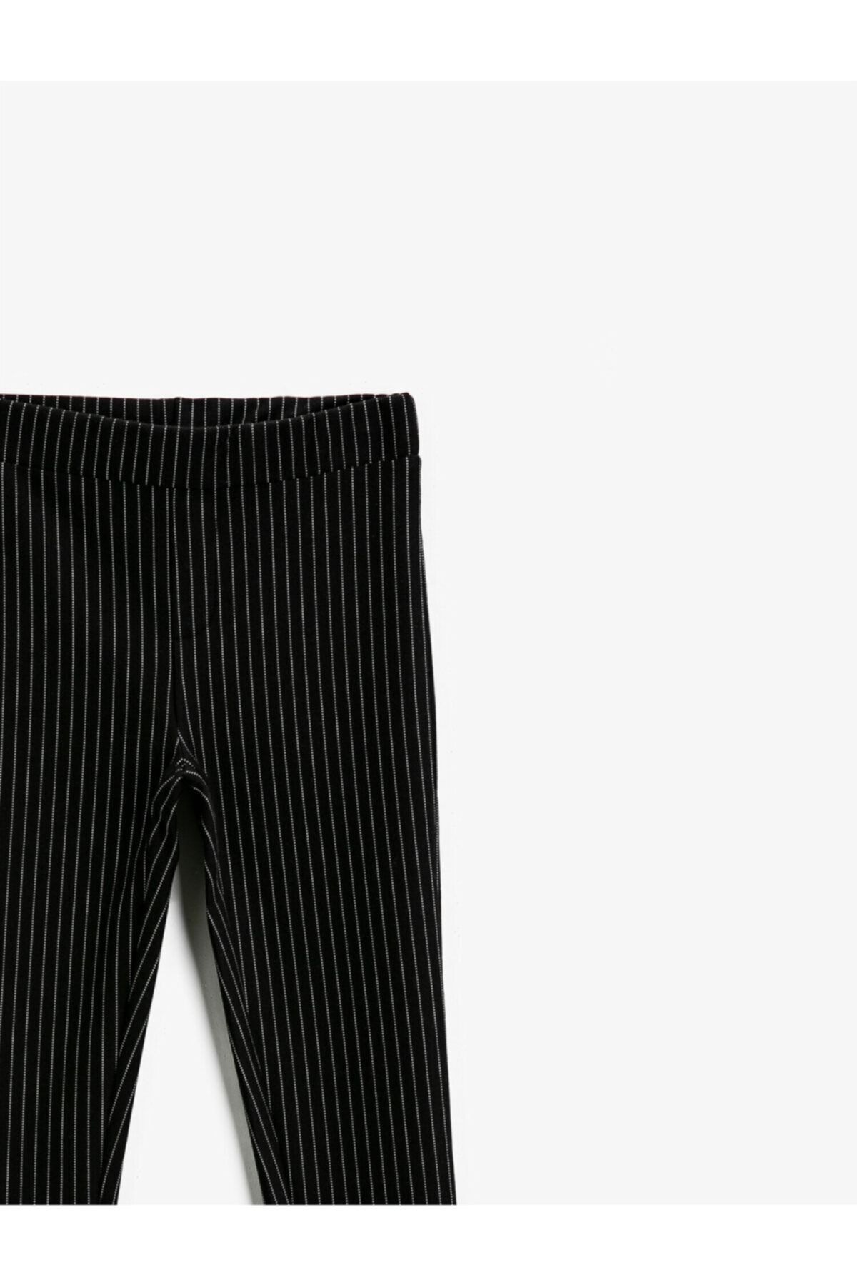 Koton-Schwarze gestreifte Strumpfhose für Mädchen mit elastischem Bund 3