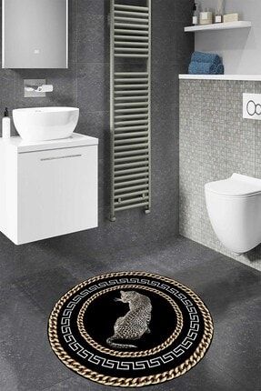 Dekoratif Yıkanabilir Kaymaz Tabanlı Yuvarlak Banyo Paspası KYB-BT-0064/100x100