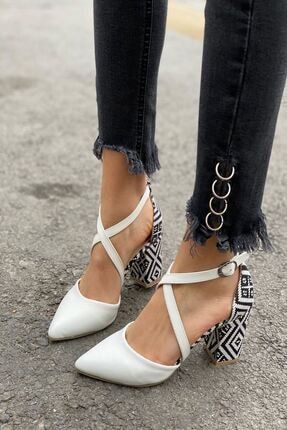 Kadın Lanus Beyaz Deri Topuklu Ayakkabı modaadam28