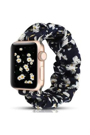 Apple Watch 3/4/5/6 Elastik Papatya Tasarım Kordon Kayış 42mm - 44mm applewatchkordon_papatya