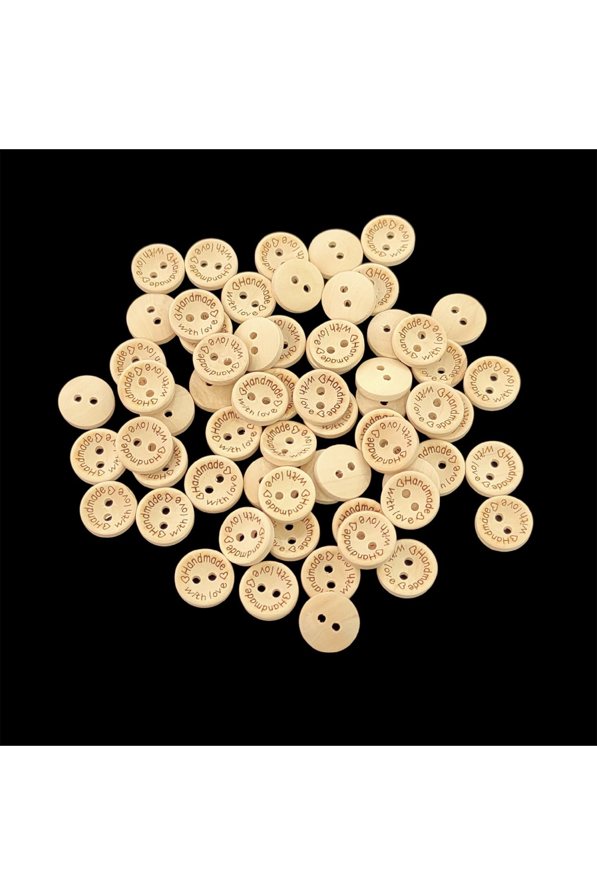 hobimon 20 Adet Handmade Baskılı 15 Mm Yuvarlak Ahşap Düğme - Amigurumi Bebe Düğme