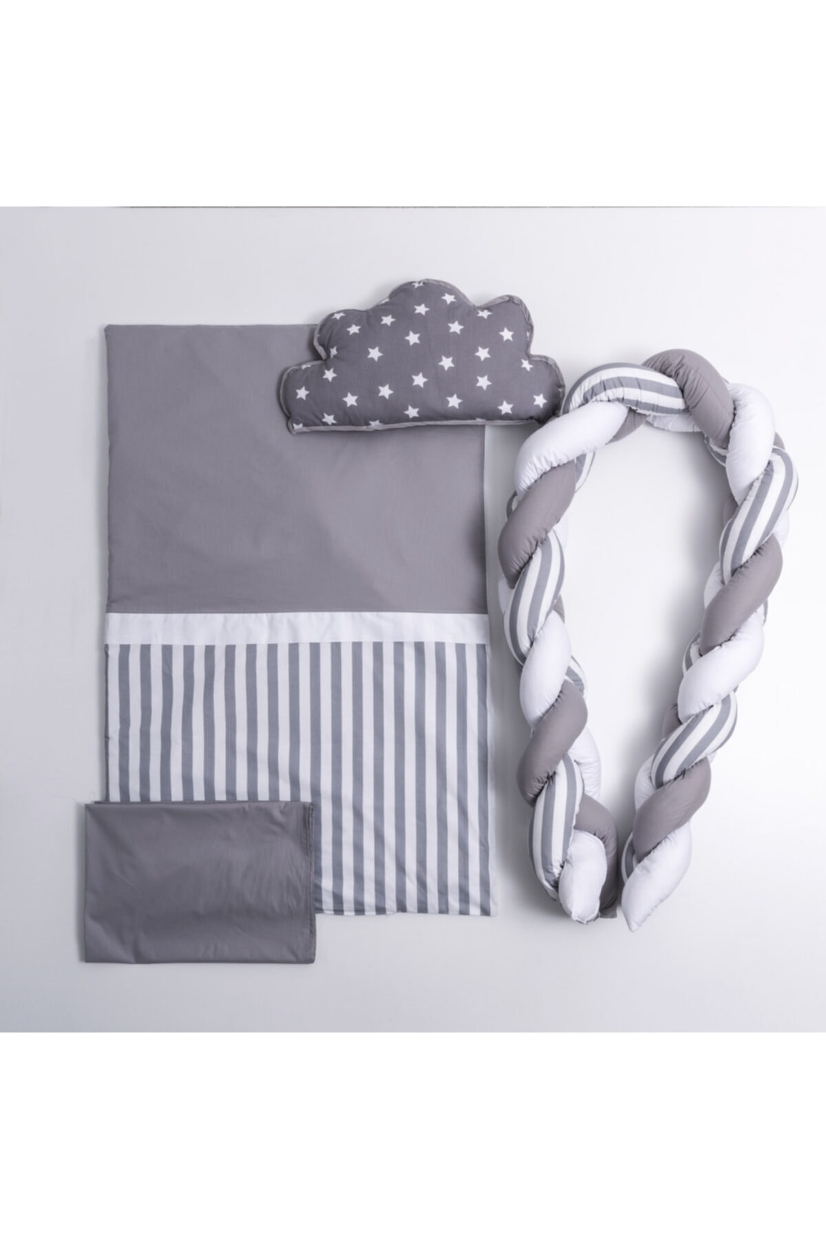 Mini Baby Star 3’lü Örgülü Gri Uyku Seti 60x120 fotoğrafı 3 (önizleme)