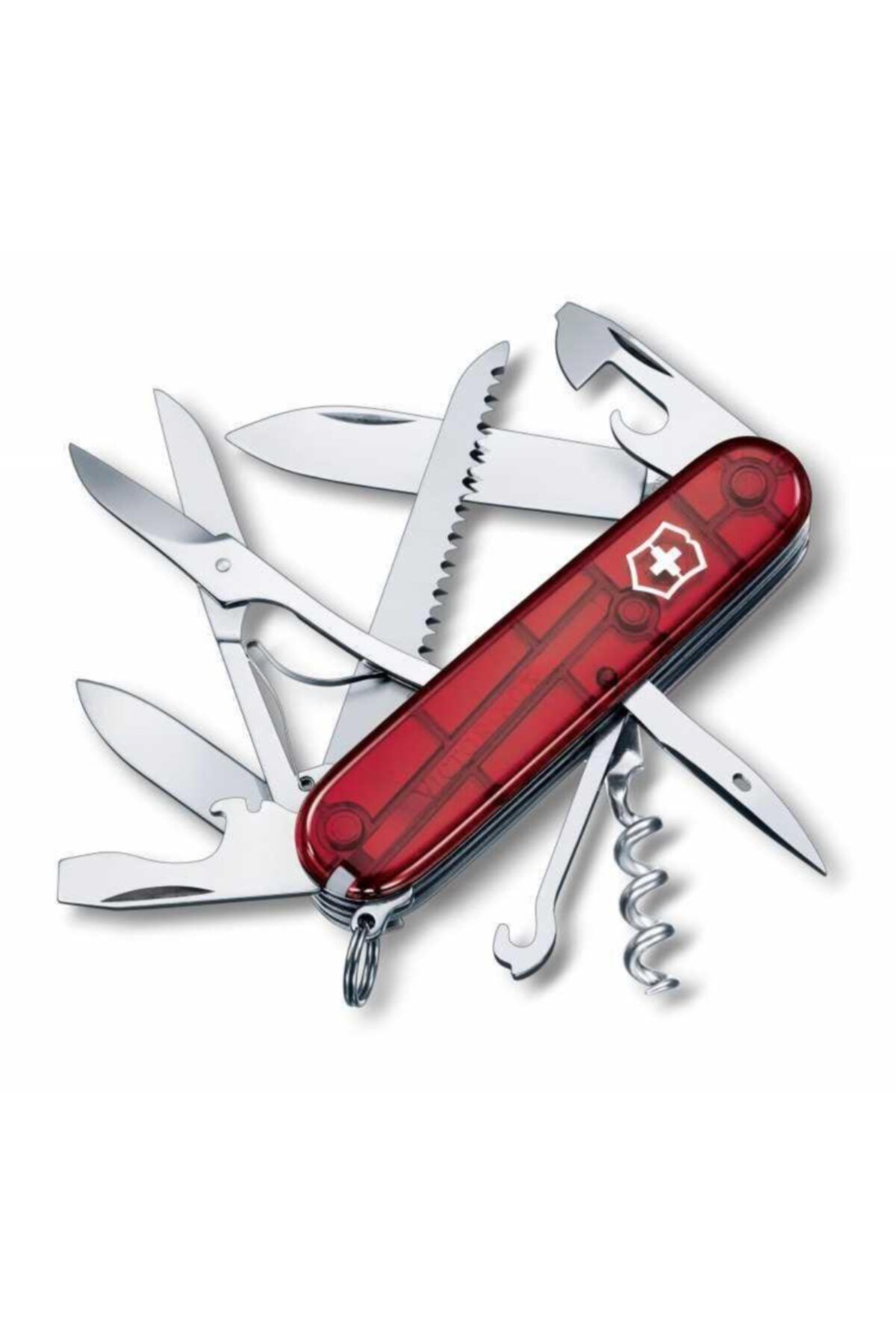 Нож карманный VICTORINOX 1.3713.t Huntsman 15 Fonk Прозрачный красный швейцарский U152811