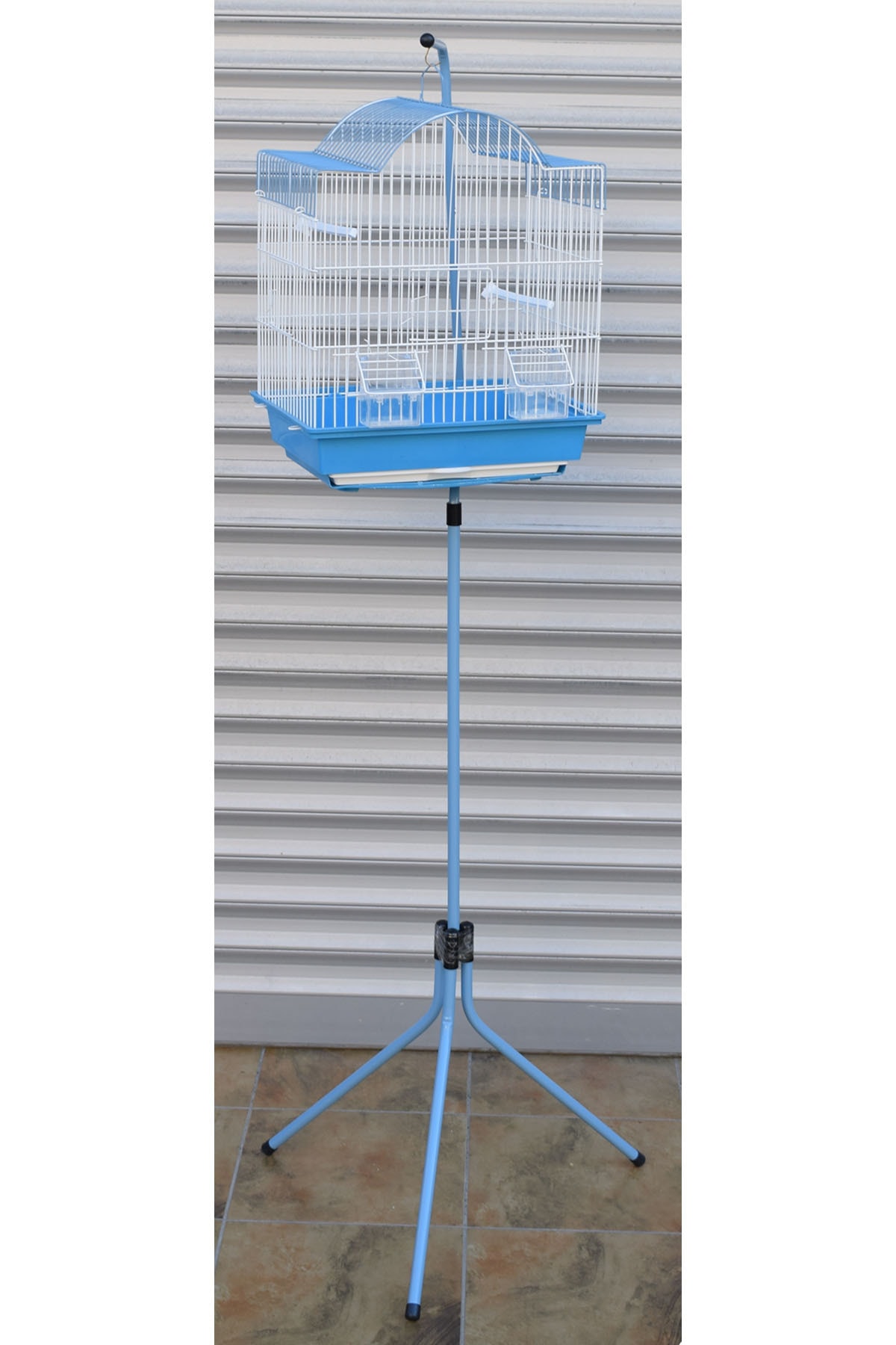 Hedicaret Ayaklı Kuş Kafesi Mavi Tonoz Çatı Çekmeceli Aksesuar Hediyeli