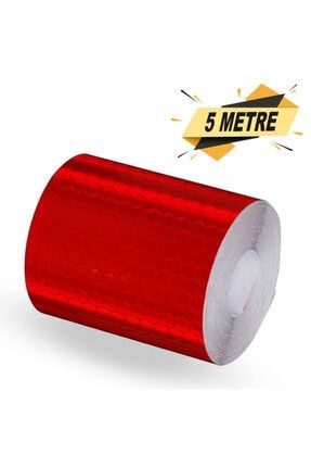 Reflektörlü Reflektif Fosforlu Şerit Bant Kırmızı Reflekte Ikaz Bandı 5 Metre 14538-002