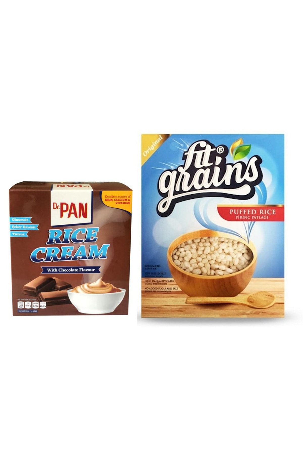 Dr Pan Rice Cream Çikolatalı 400 Gr & Fitgrains Şekersiz Pirinç Patlağı 250 Gr
