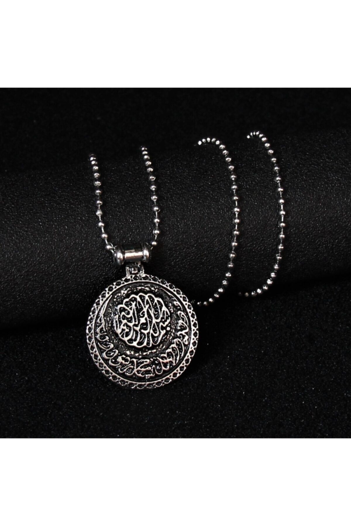 northstarshop-قلادة من الفولاذ باللون الرمادي المعدني بتصميم عربي عثماني من Line Art للرجال 2