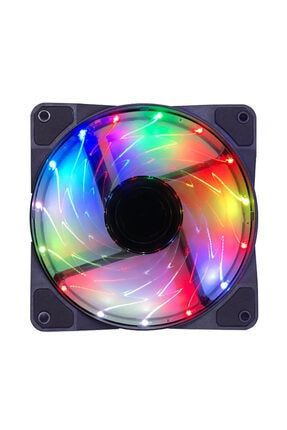 12cm Kasa Fanı 3d - 15 Led Rgb Soğutucu Fan Sessiz Renkli Işıklı Rainbow w6057-002