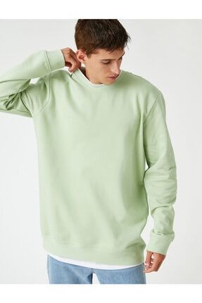 Erkek Nane Yeşili Basic Oversize Sweatshirt 2KAM74930OK