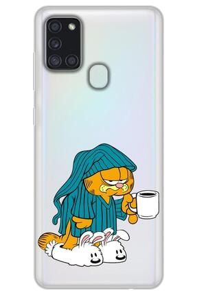 Uyumlu Samsung Galaxy A21s Kılıf Hd Baskılı Kılıf - Uykucu Garfield gmsm-a21s-v-244