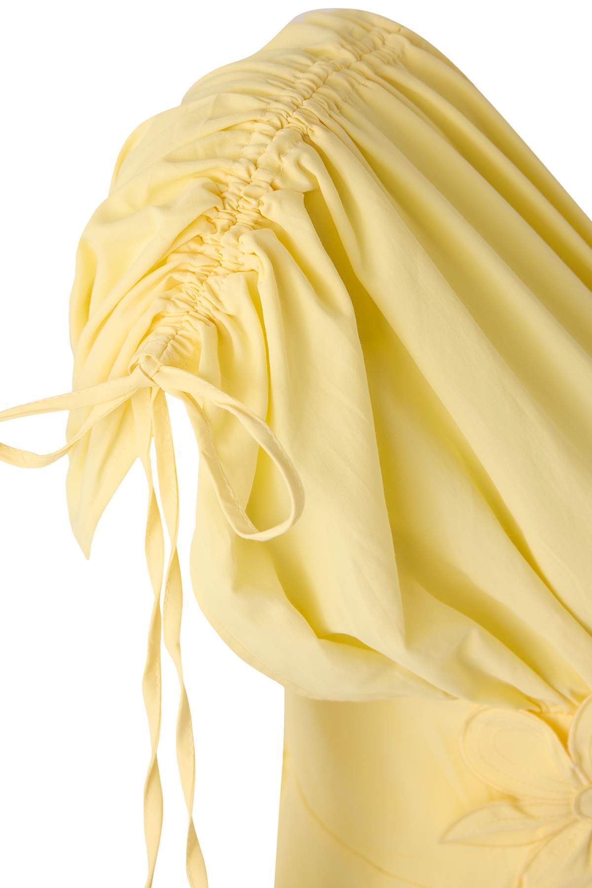 Trendyolmilla  Açık Sarı 3 Boyutlu Çiçek Detaylı Poplin Şık Abiye Gece Mezuniyet Elbisesi TPRSS24EL00282 - Görsel 12