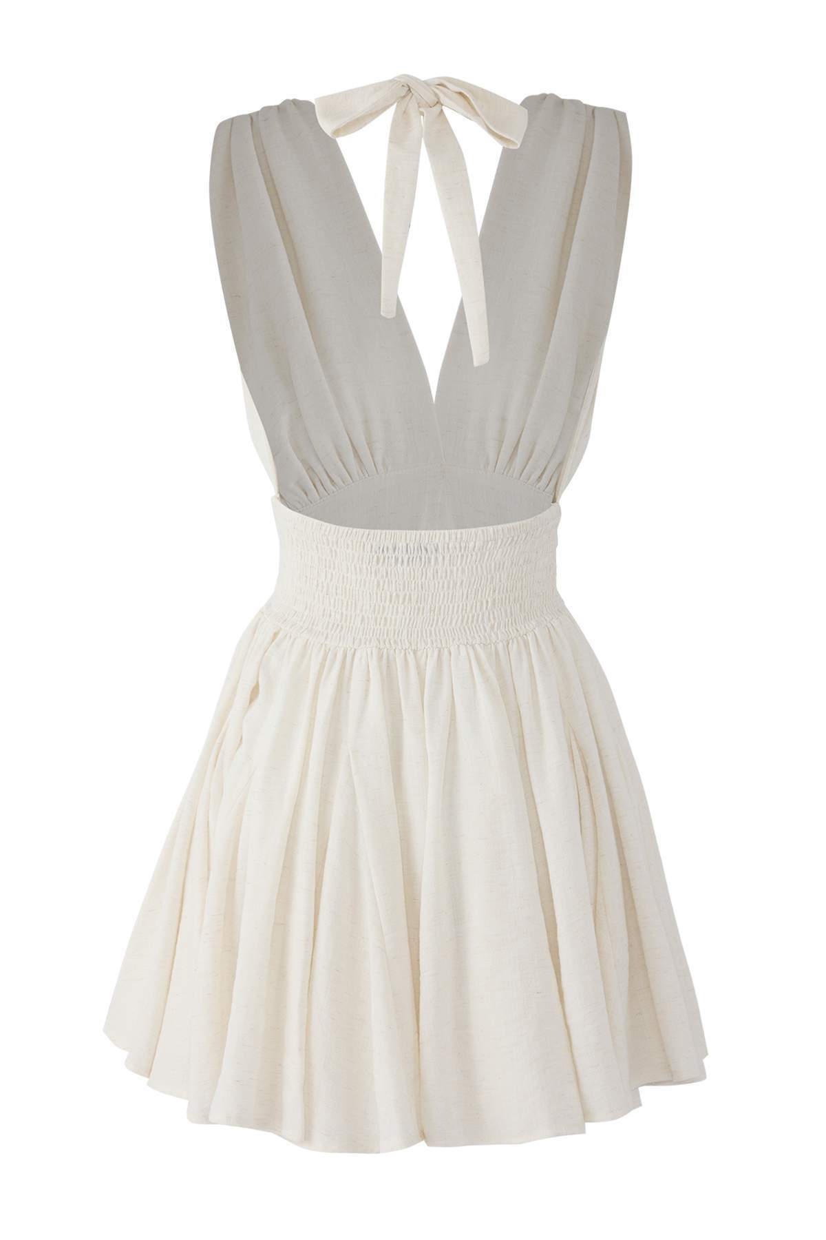 Trendyolmilla  Ekru Belden Açılan/Skater Düşme Detaylı Kısa/Mini Elbise TPRSS25EL00319 - Görsel 7