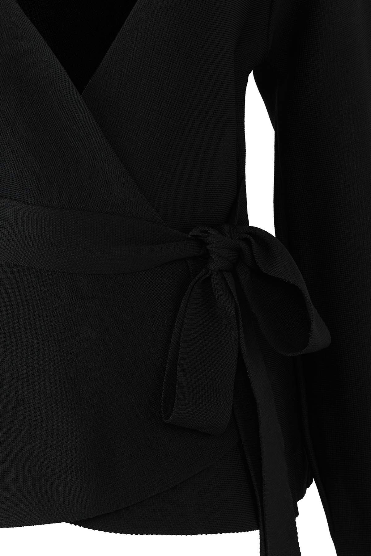 Trendyolmilla  Siyah Kruvaze Bağlama Detaylı Triko Hırka TWOAW26HI00241 - Görsel 7