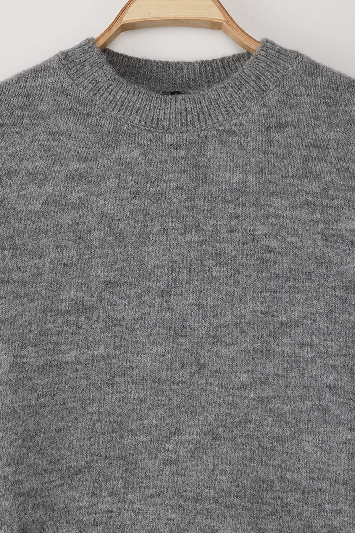 Trendyolmilla  Wardrobe Essentials Antrasit Alpaka Yün Karışımlı Geniş Kalıp Triko Kazak|TWOAW26KZ00080 - Görsel 7