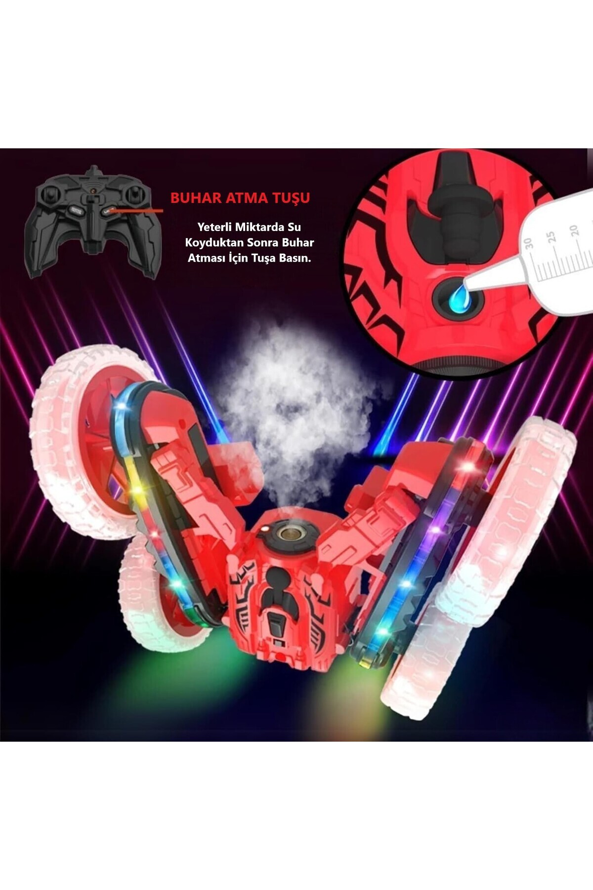 Brother Toys Buharlı Sprey Atan Uzaktan Kumandalı Full Fonksiyon Şarjlı Işıklı 360 Duman Püskürten Akrobat Araba fotoğrafı 3 (önizleme)