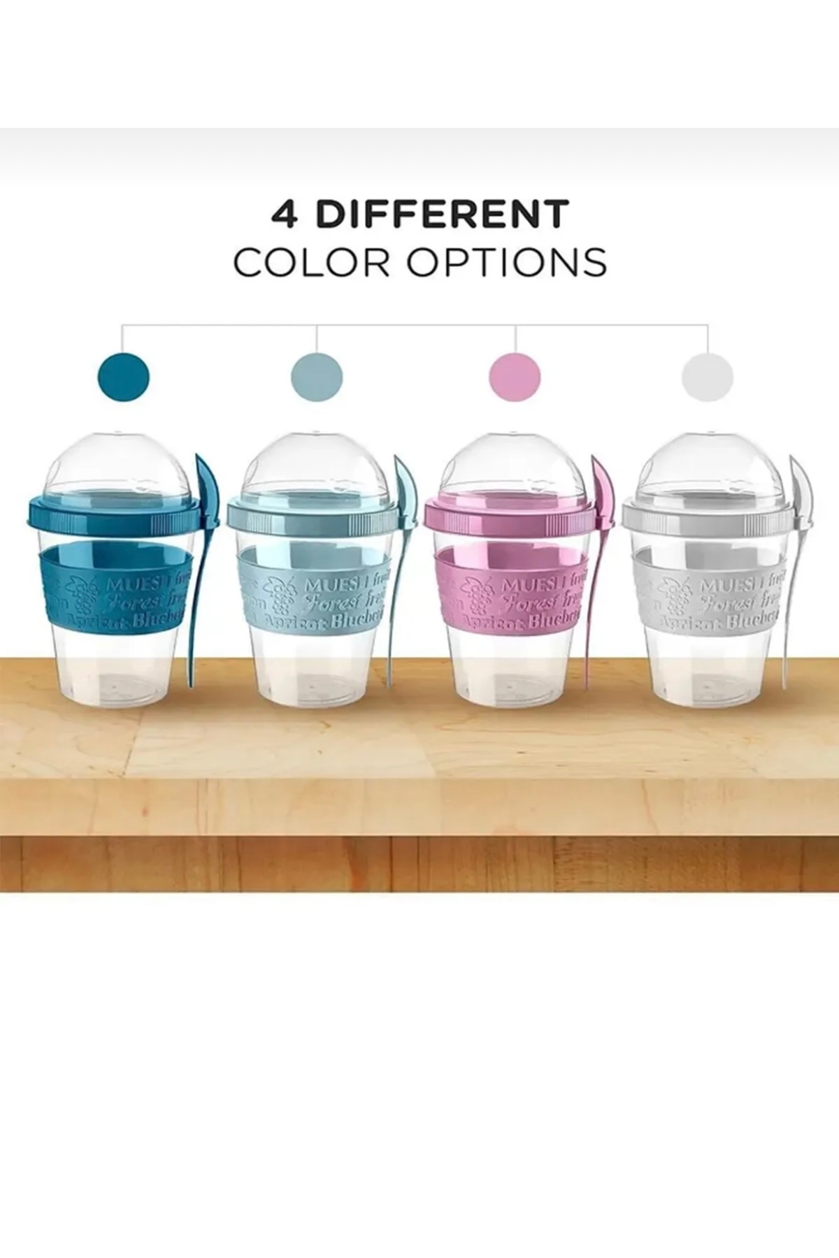 Charlotte Candle 600 ml Kaşıklı Diyet Bardağı Taşınabilir Yemek Saklama Kabı Piknik Seti Ve Müsli Bardağı Mama Kabı fotoğrafı 4 (önizleme)